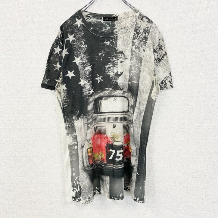 古着 used Hi‐Chie イタリア製 半袖プリントTシャツ 車 75 フィアット500 白 レトロデザイン XLサイズ拍卖