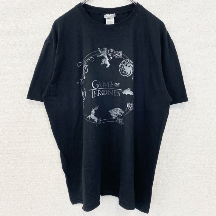 古着 used GAME OF THRONES ゲームオブスローンズ 半袖デザインプリントTシャツ 海外ドラマ 黒 XLサイズ拍卖