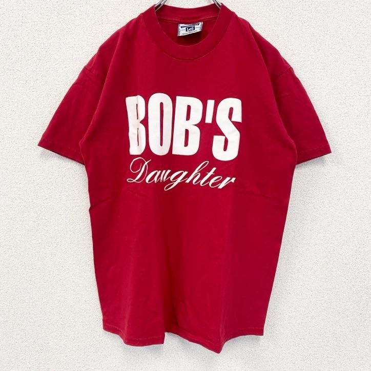 古着 used LEE リー 半袖プリントTシャツ BOB’S Daughter ビッグロゴ レトロ 赤 レッド Mサイズ拍卖