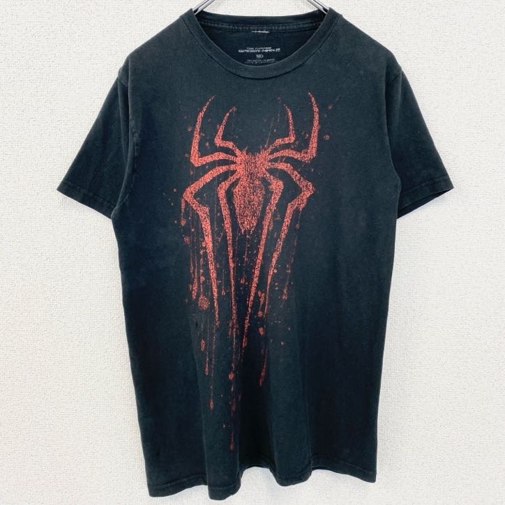 古着 used SPIDERMAN スパイダーマン MARVEL マーベル 半袖プリントムービーTシャツ アメコミ 黒 Mサイズ拍卖