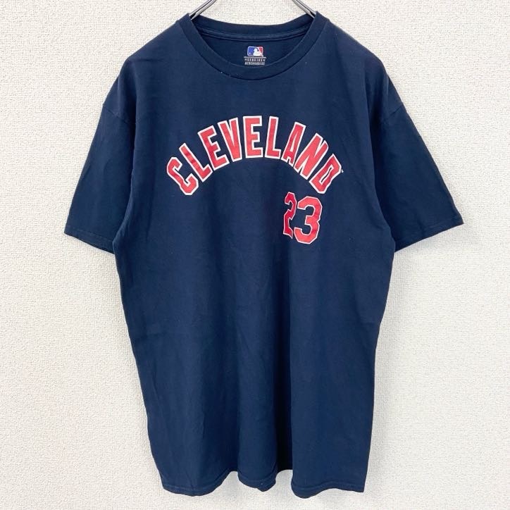 古着 used MLB クリーブランド・ガーディアンズ 半袖クルーネックプリントTシャツ 紺 ネイビー Lサイズ拍卖