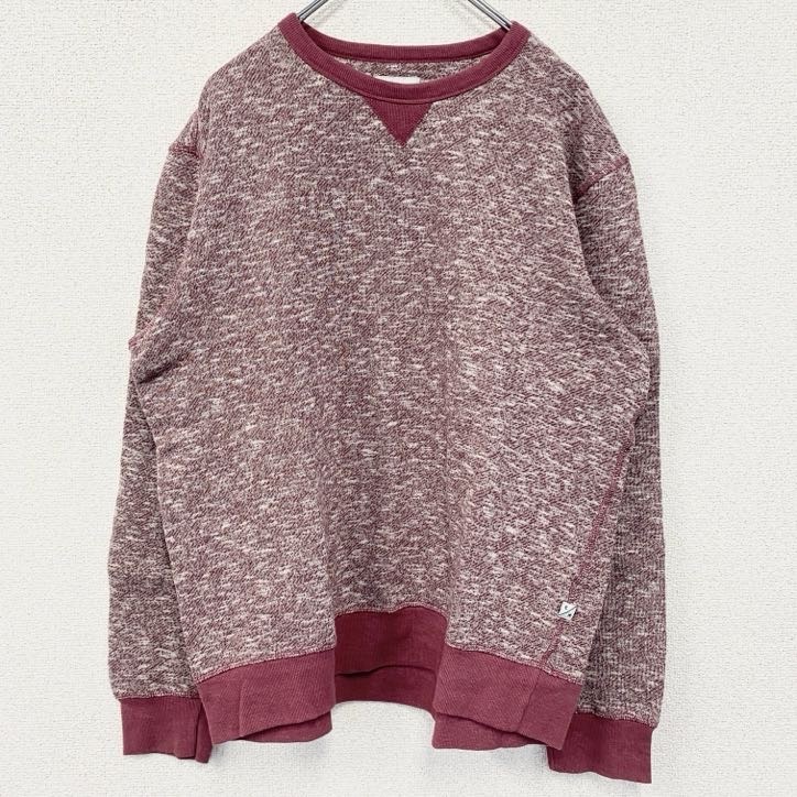 古着 used COMO MAN スウェット プルオーバー ノームコア レトロデザイン 霜降りカラー 赤 レッド Lサイズ拍卖