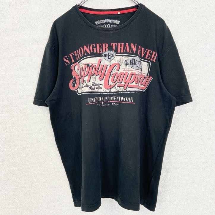 古着 used EDC BRAND 半袖デザインプリントTシャツ クルーネック Supply Company 黒 2XLサイズ拍卖