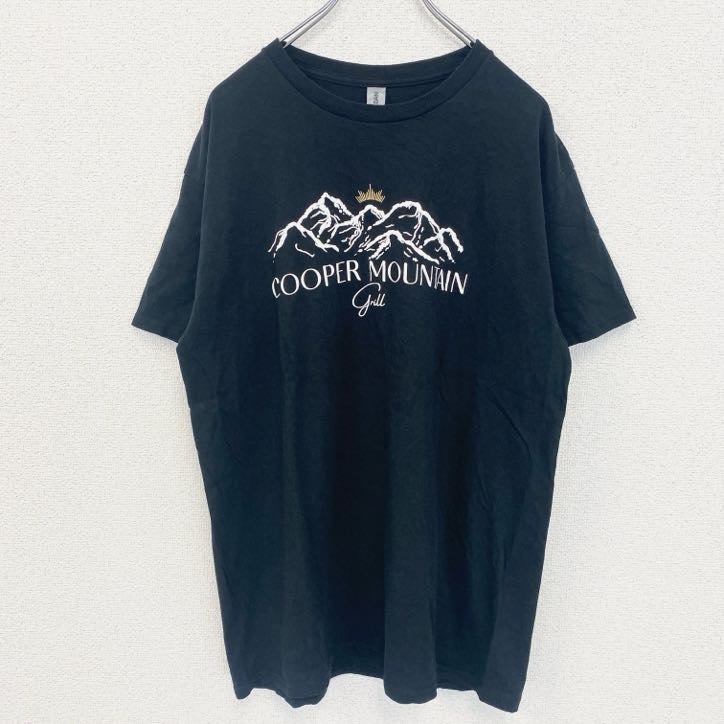 古着 used GILDAN ギルダン 半袖クルーネックプリントTシャツ レトロデザイン 山 黒 ブラック Lサイズ拍卖
