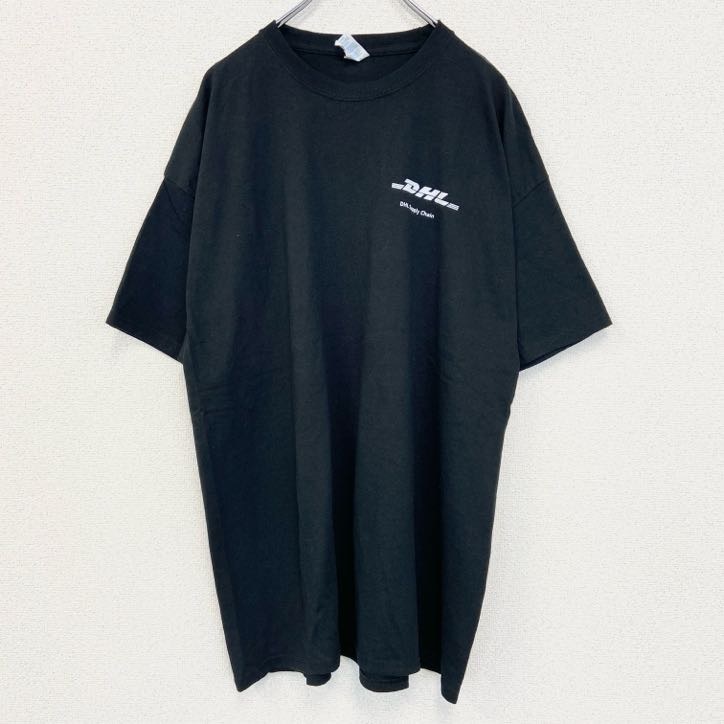 古着 used PORT&COMPANY 半袖プリントTシャツ DHL Supply Chain クルーネック 黒 2XLサイズ拍卖