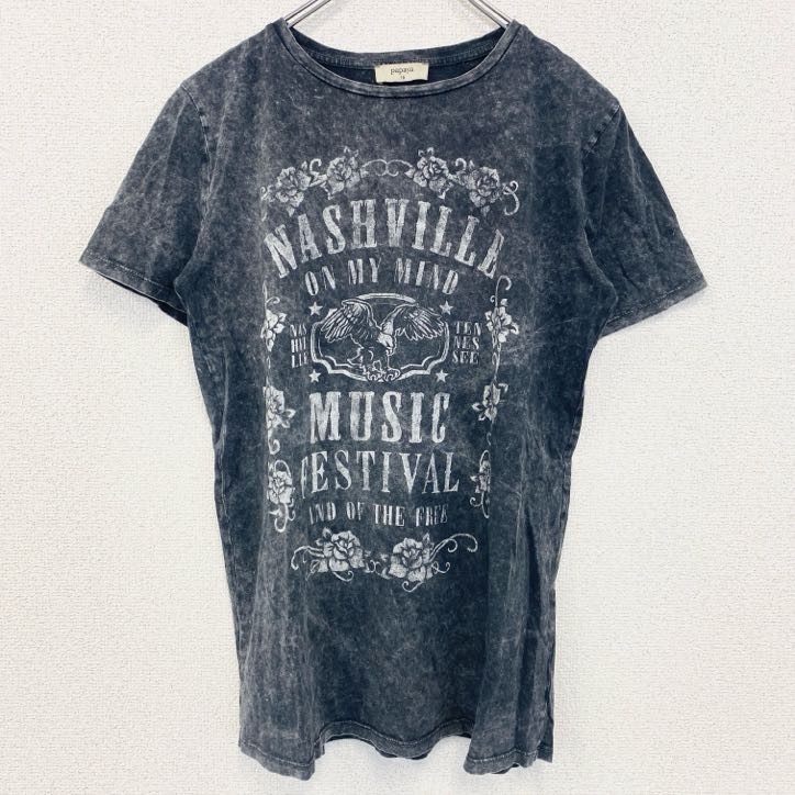 古着 used papaya 半袖プリントTシャツ NASHVILLE ナッシュビル Y2K 音楽 グレー 10サイズ拍卖