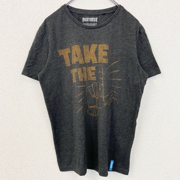 古着 used FORTNITE フォートナイト 半袖デザインプリントTシャツ ダークグレー カジュアル Lサイズ拍卖