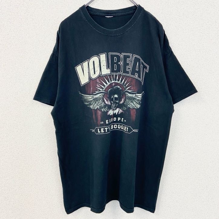 古着 used 半袖両面プリントTシャツ VOLBEAT ヴォルビート バンドT ツアーT スカル 黒 ブラック拍卖