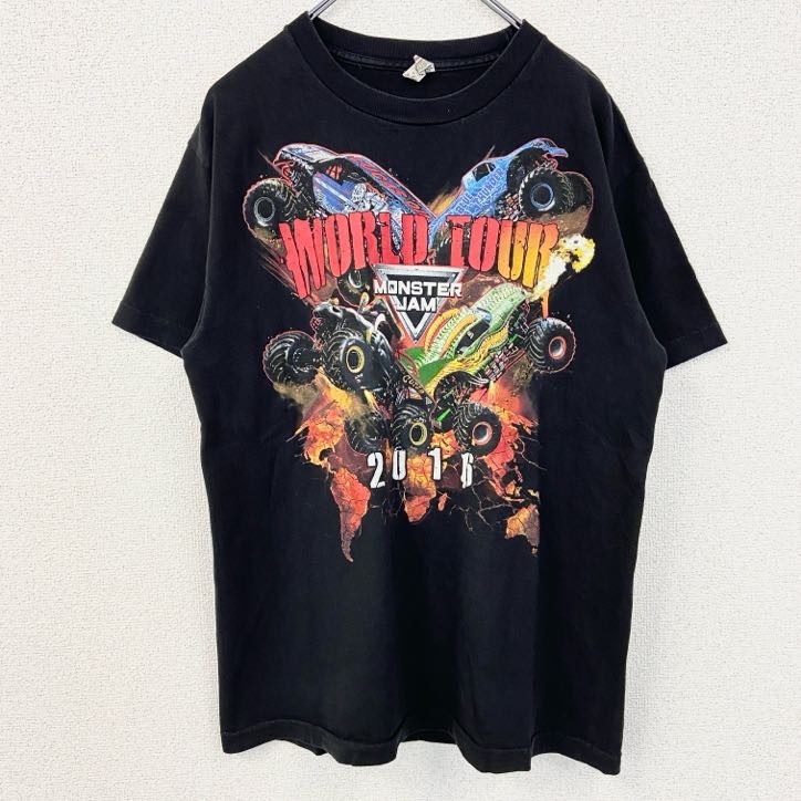 古着 used メキシコ製 ALSTYLE 半袖両面プリントTシャツ モンスタージャム モーターカー 黒 ブラック Mサイズ拍卖