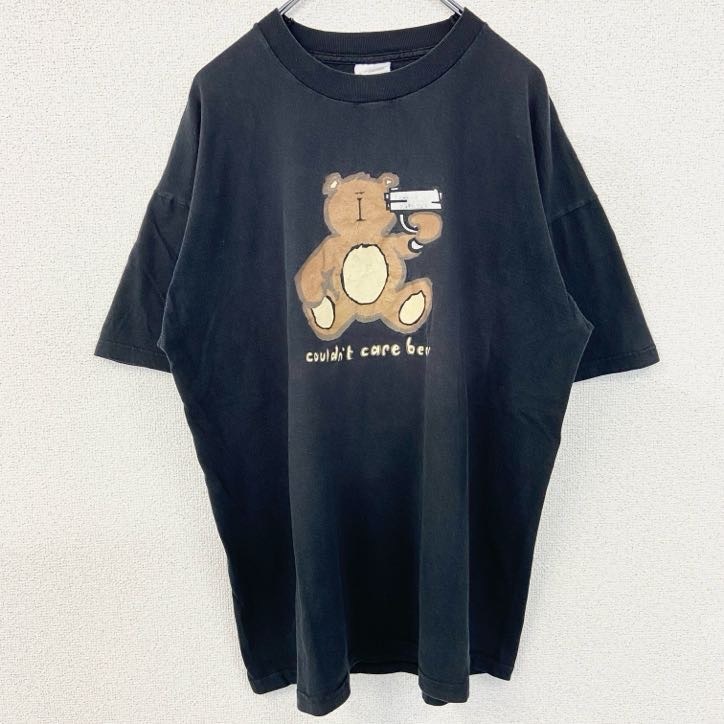 古着 used 90s SCREEN STARS 半袖アニマルイラストプリントTシャツ 熊 bear 黒 ヴィンテージ XLサイズ拍卖