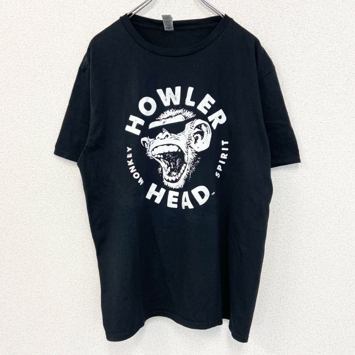 古着 used GILDAN ギルダン 半袖アルコールプリントTシャツ Howler Head ウィスキー お酒 黒 Lサイズ拍卖
