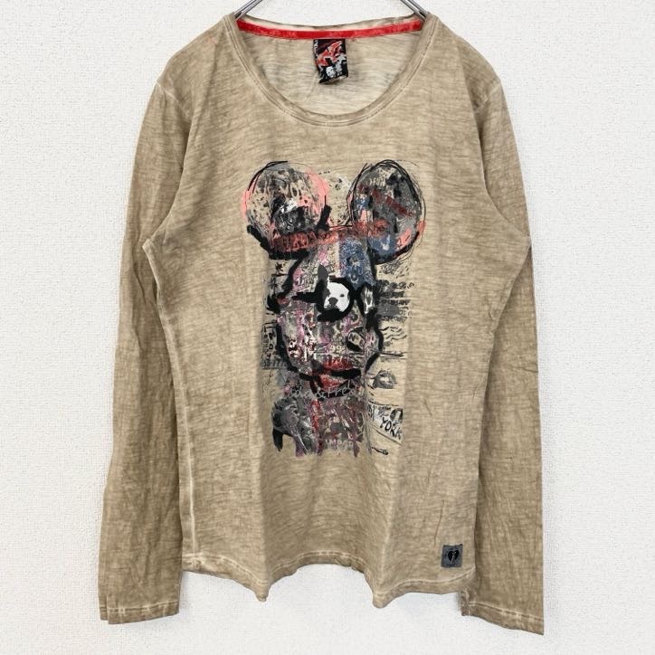 古着 used FRIEDA & FREDDIES NEW YORK 長袖プリントTシャツ キャラクター ベージュ XSサイズ拍卖