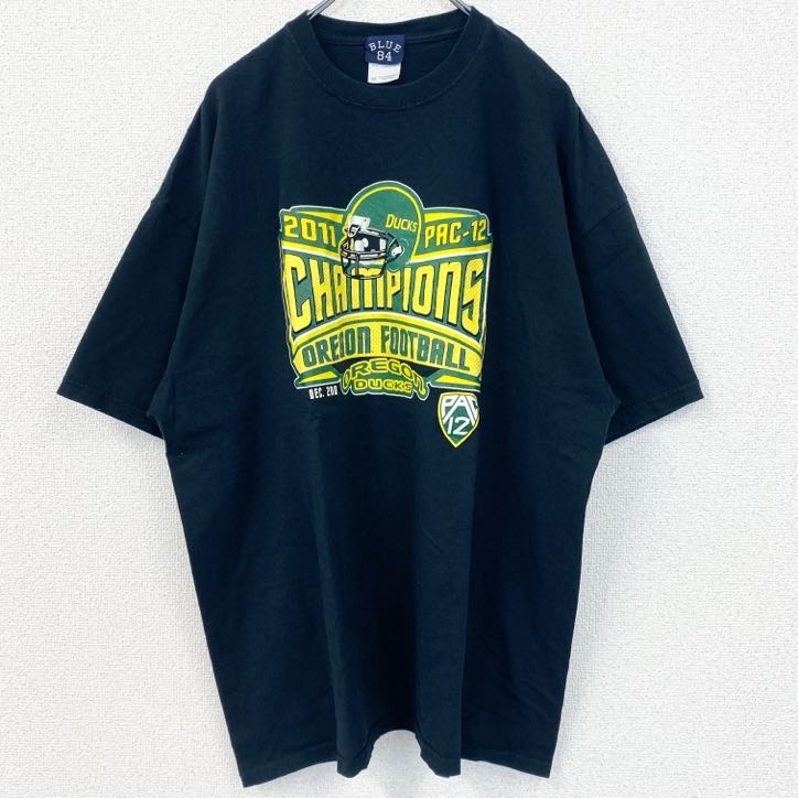 古着 used BLUE84 2011 OREBON FOOTBALL フットボール 半袖プリントTシャツ ネイビー XXLサイズ拍卖