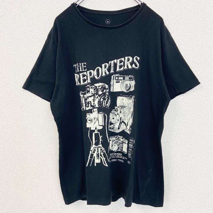 古着 used 半袖プリントTシャツ カメラ CAMERA レトロデザイン クルーネック 黒 ブラック XLサイズ拍卖