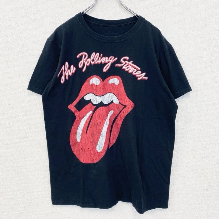 古着 used 半袖バンドプリントTシャツ 音楽 ローリングストーンズ 定番 ロック 黒 ブラック Lサイズ拍卖