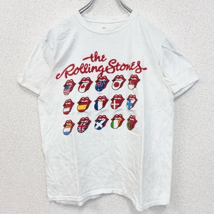 古着 used 半袖バンドプリントTシャツ 音楽 ローリングストーンズ 定番 ロック 白 ホワイト Mサイズ拍卖