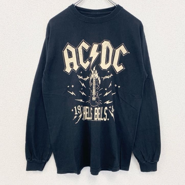 古着 used AC/DC 長袖プリントバンドTシャツ レトロデザイン クルーネック ロック 黒 ブラック Sサイズ拍卖