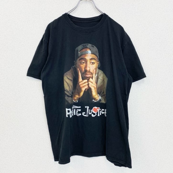 古着 used PoeTic JusTice 2PAC 半袖プリントTシャツ ブラック 黒 ヒップホップ ラッパー クルーネック拍卖