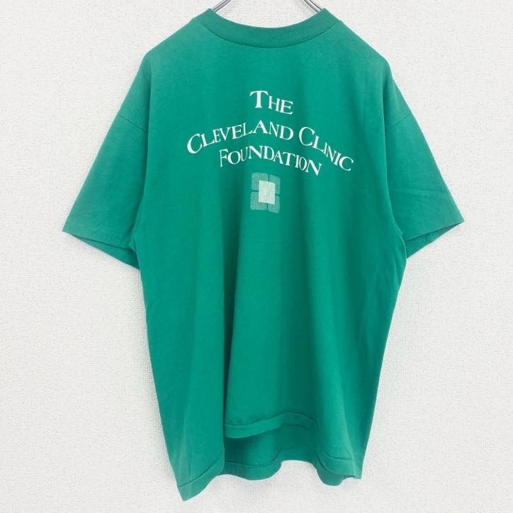 古着 used Hanes 半袖プリントTシャツ シングルステッチ クルーネック ヴィンテージ 医療 病院 グリーン 緑 Lサイズ拍卖