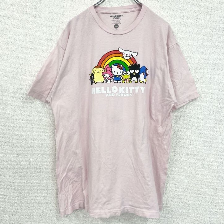 古着 used サンリオ ハローキティ 半袖キャラクタープリントTシャツ レトロデザイン クルーネック ピンク XLサイズ拍卖