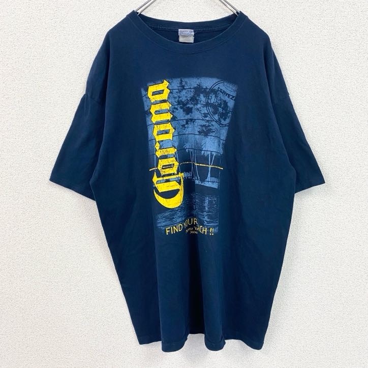 古着 used Corona Extra コロナエキストラ コロナビール 半袖プリントTシャツ 企業T クルーネック ネイビー拍卖