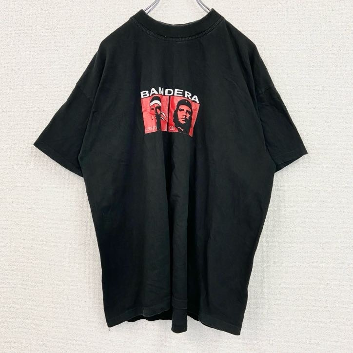 古着 used B&C 半袖人物プリントTシャツ BANDERA ゲバラ クルーネック レトロデザイン 革命家 黒 ブラック 拍卖