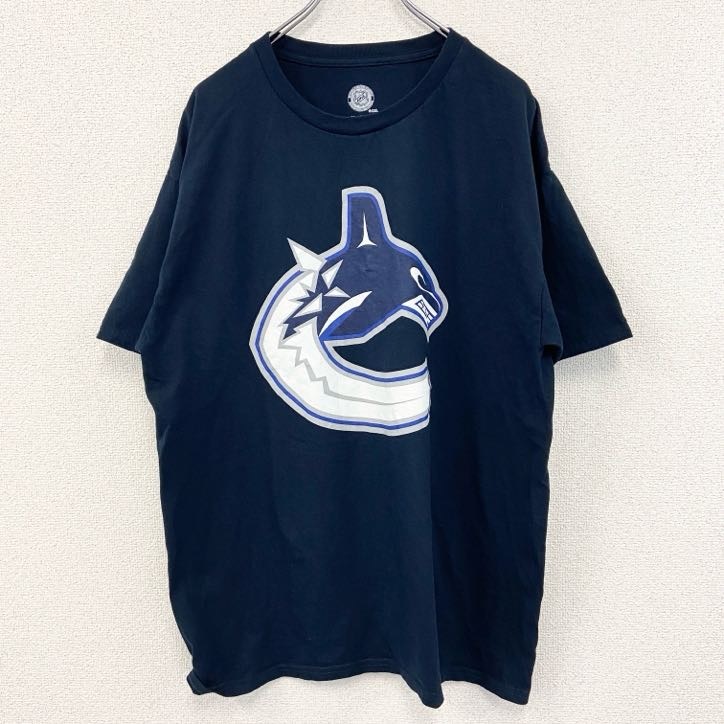 古着 used NHL 半袖プリントTシャツ バンクーバーカナックス クルーネック 紺 ネイビー XLサイズ拍卖