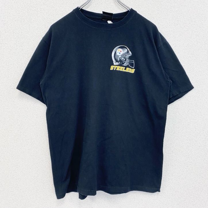 古着 used ピッツバーグ・スティーラーズ 半袖両面プリントTシャツ アメフト クルーネック 黒 ブラック Lサイズ拍卖
