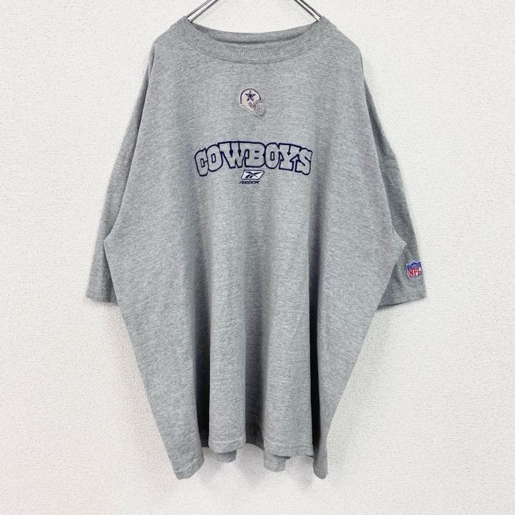 古着 used NFL 半袖刺プリントTシャツ ダラス・カウボーイズ クルーネック 灰色 グレー XXXLサイズ拍卖