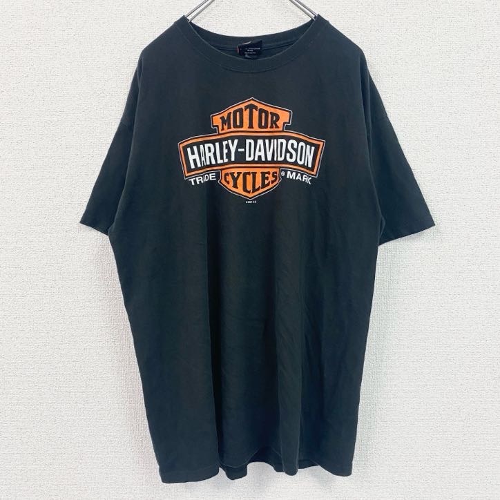 古着 used HARLEY DAVIDSON ハーレーダビッドソン 半袖両面プリントTシャツ 黒 ブラック XLサイズ拍卖