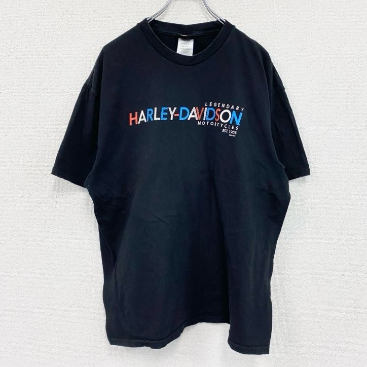 古着 used HARLEY DAVIDSON ハーレーダビッドソン 半袖プリントTシャツ 黒 ブラック XLサイズ拍卖