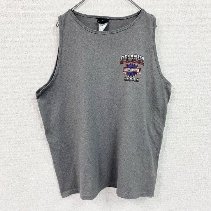 古着 used HARLEY DAVIDSON ハーレーダビッドソン プリントタンクトップ/ノースリーブ 灰色 グレー XLサイズ拍卖