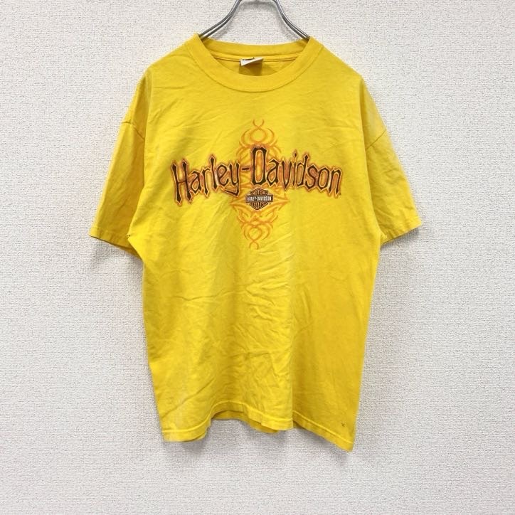 古着 used 00s HARLEY DAVIDSON ハーレーダビッドソン 半袖プリントTシャツ 黄色 イエロー 拍卖