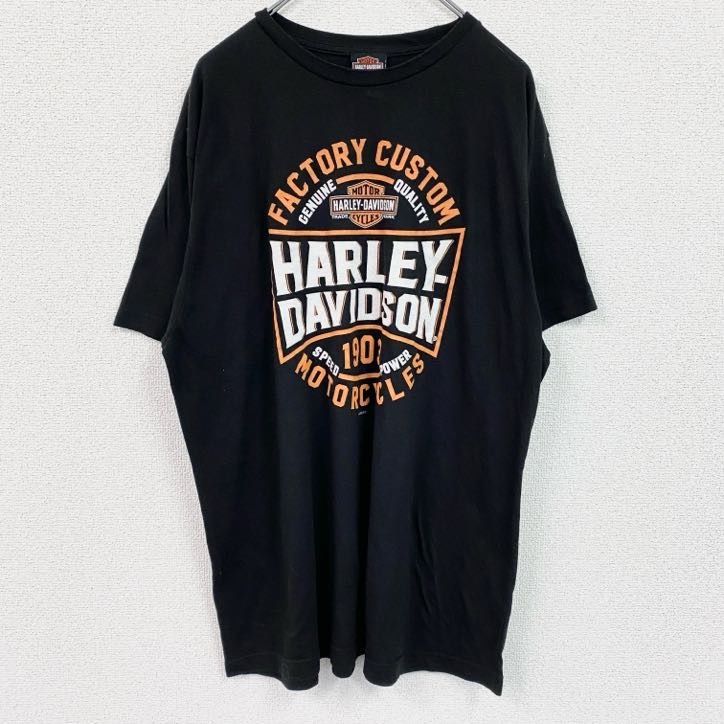 古着 used HARLEY DAVIDSON ハーレーダビッドソン 半袖プリントTシャツ 黒 ブラック XLサイズ拍卖