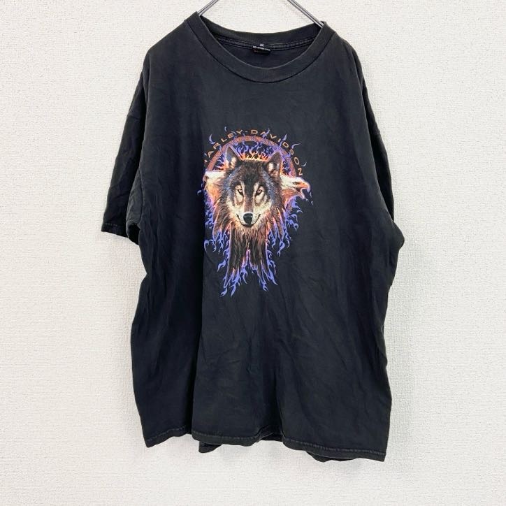 古着 used HARLEY DAVIDSON ハーレーダビッドソン 半袖プリントTシャツ USA製 黒 ブラック 2XLサイズ拍卖