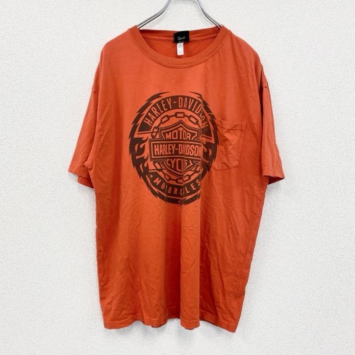 古着 used HARLEY DAVIDSON ハーレーダビッドソン 半袖プリントTシャツ オレンジ XLサイズ拍卖