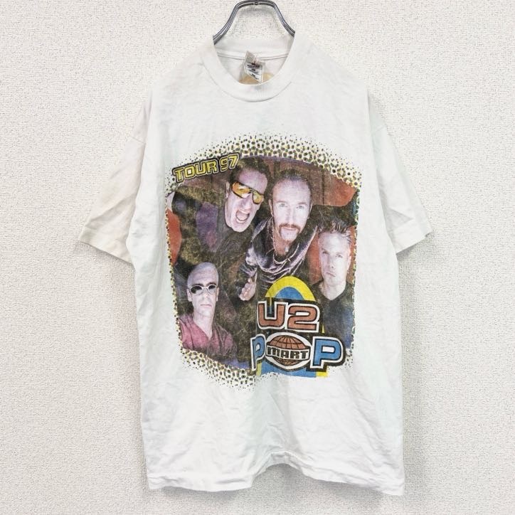 古着 used 90s FRUIT OF THE LOOM U2 ユーツー 半袖バンドTシャツ ヴィンテージ 白 XLサイズ拍卖