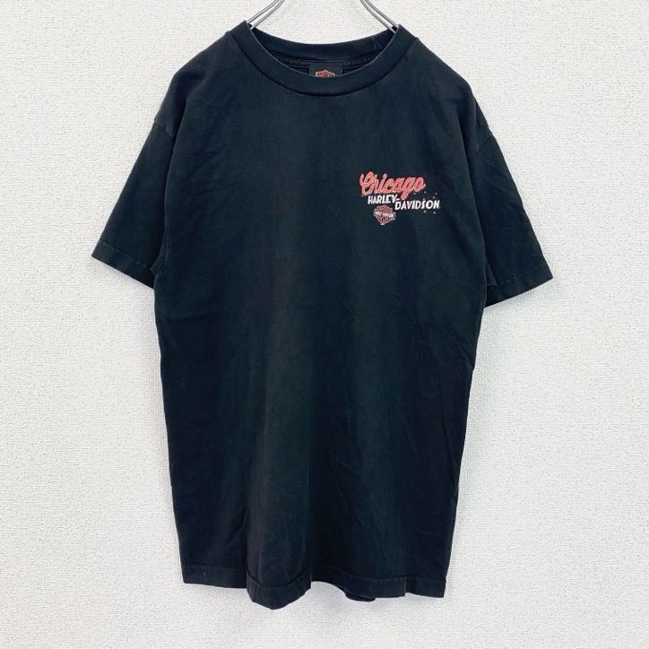 古着 used HARLEY DAVIDSON ハーレーダビッドソン 半袖プリントTシャツ 黒 ブラック Mサイズ拍卖