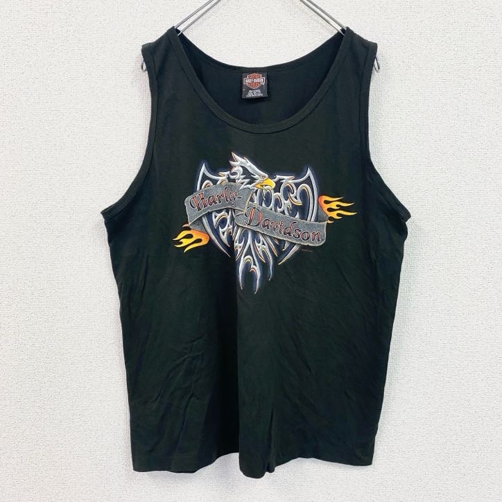 古着 used 90s HARLEY DAVIDSON ハーレーダビッドソン タンクトップ/ノースリーブ 黒 ブラック Lサイズ拍卖