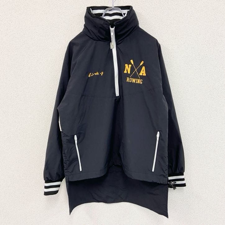 古着 used Sew Sporty ハーフジップナイロンジャケット アノラック 黒 ブラック拍卖