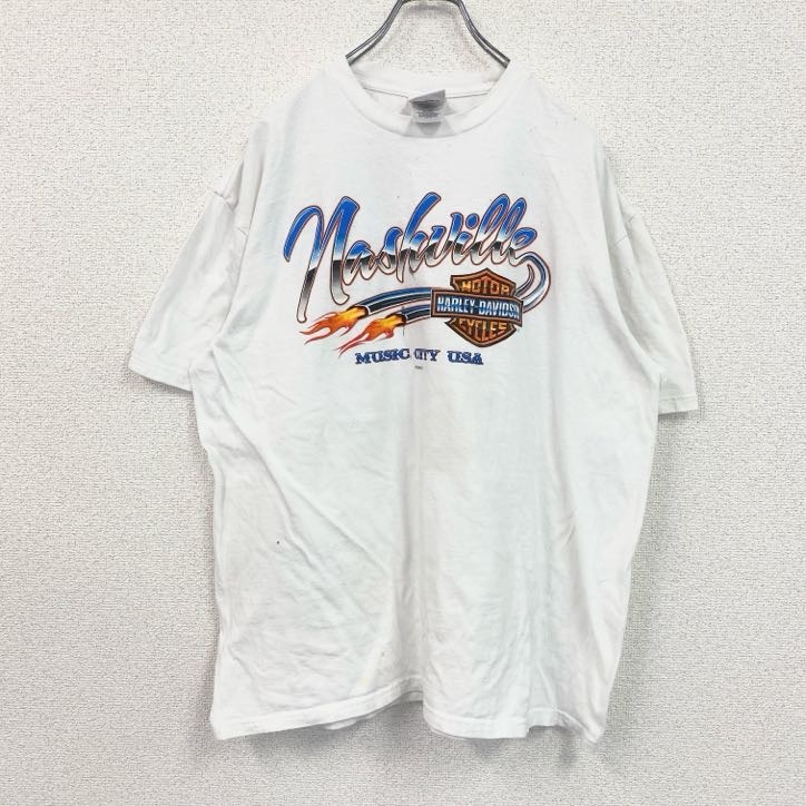 古着 used HARLEY DAVIDSON ハーレーダビッドソン 半袖プリントTシャツ 白 ホワイト XLサイズ拍卖