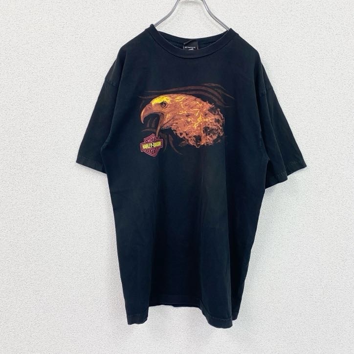 古着 used HARLEY DAVIDSON ハーレーダビッドソン 半袖プリントTシャツ 黒 ブラック XLサイズ拍卖