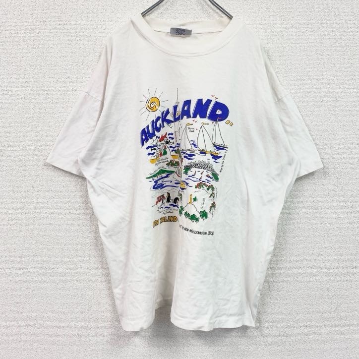 古着 used 90s 半袖プリントTシャツ ヴィンテージ シングルステッチ 白 ホワイト 2XLサイズ拍卖