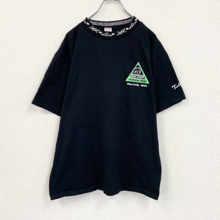 古着 used 90s Tinley 半袖プリントTシャツ ヴィンテージ シングルステッチ 黒 ブラック XLサイズ拍卖