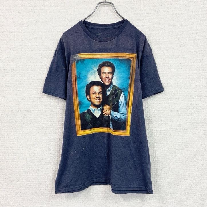 古着 used STEP BROTHERS 俺たちステップブラザース 半袖ムービープリントTシャツ 紺色 ネイビー Lサイズ拍卖