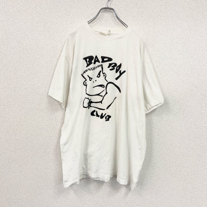 古着 used 90s BAD BOY CLUB 半袖プリントTシャツ ヴィンテージ シングルステッチ 白 ホワイト拍卖
