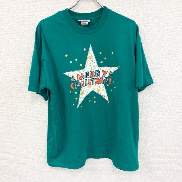 古着 used ~90s Katies 半袖プリントTシャツ ヴィンテージ シングルステッチ クリスマス 緑 グリーン 16サイズ拍卖