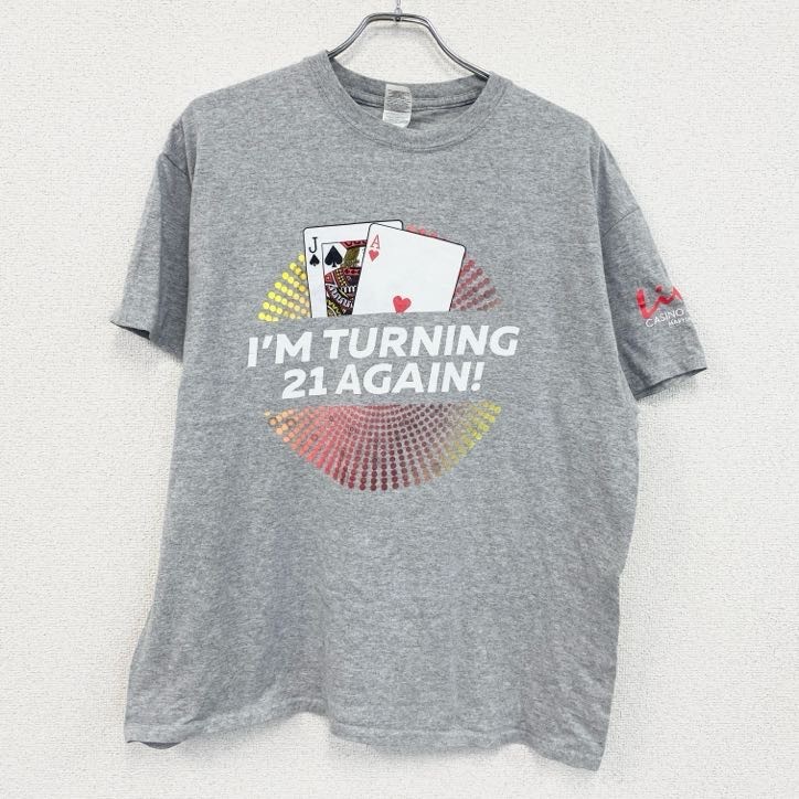 古着 used GILDAN ギルダン 半袖両面プリントTシャツ グレー XLサイズ拍卖