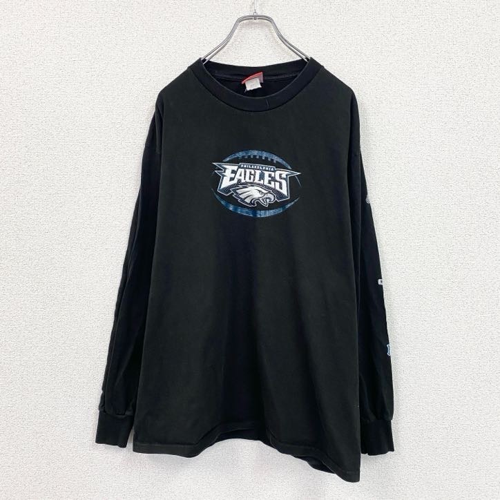古着 used NFL 長袖プリントTシャツ EAGLES 黒 ブラック Lサイズ拍卖
