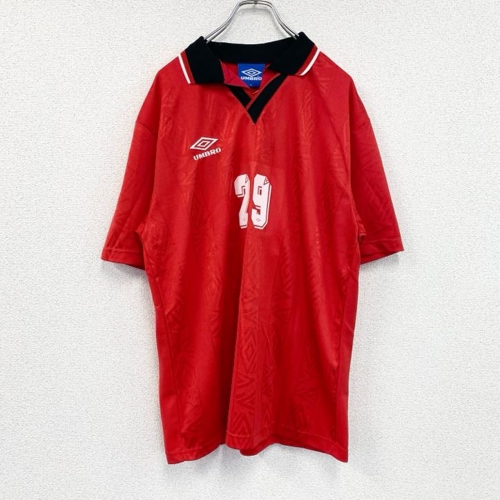 古着 used UMBRO アンブロ ゲームシャツ 半袖シャツ デッドストック 赤 レッド Lサイズ拍卖